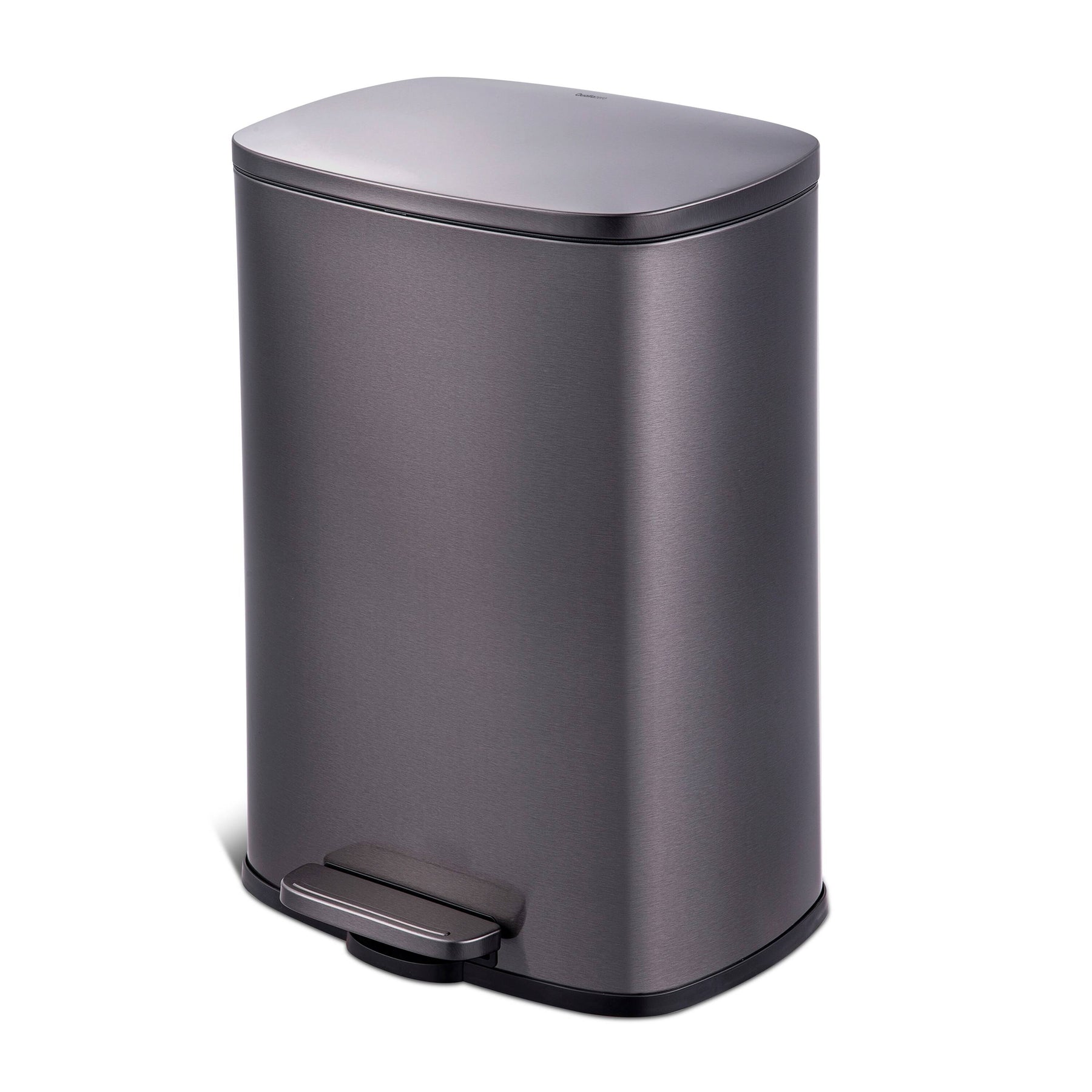 Qualiazero 13.2 Gal Stainless Steel Step on Kitchen Trash Can, Black