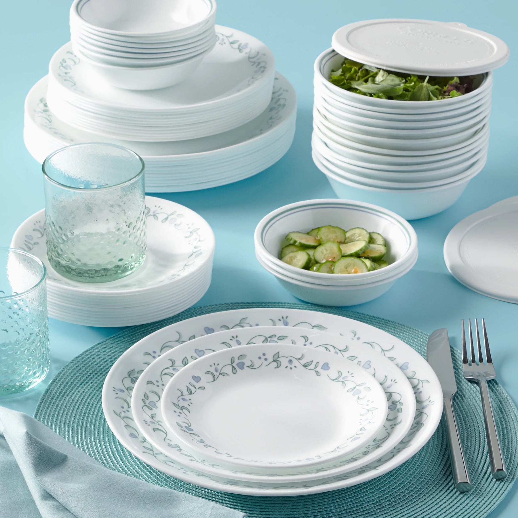 Corelle Country Cottage 66 - Piece Glass Dinnerware Set (Service for 12)