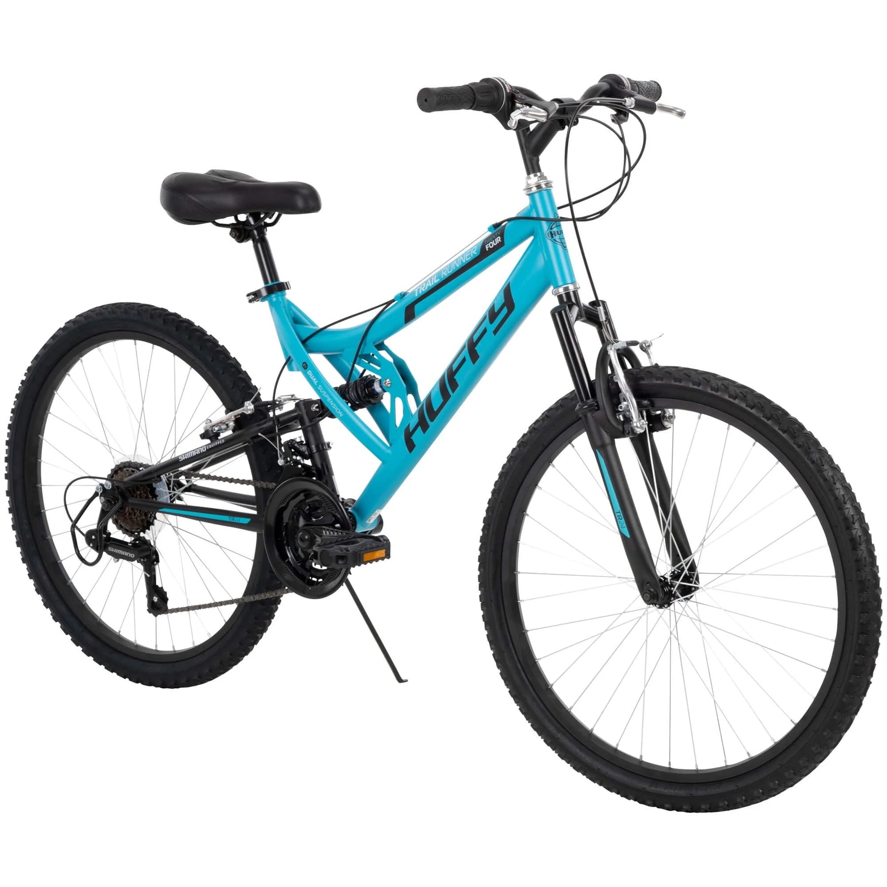 Huffy 24" Trail Runner Girls Full Suspension Mountain Bikes, Teal Blue