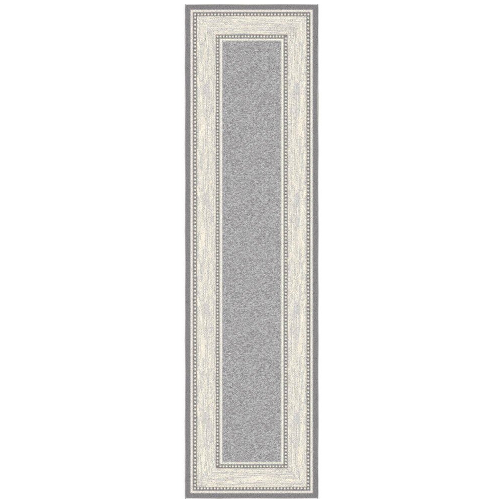 Ottomanson Ottohome Collection Non-Slip Rubberback Bordered Design 3x10 Indoor Runner Rug, 2 ft. 7 in. x 9 ft. 10 in., Gray
