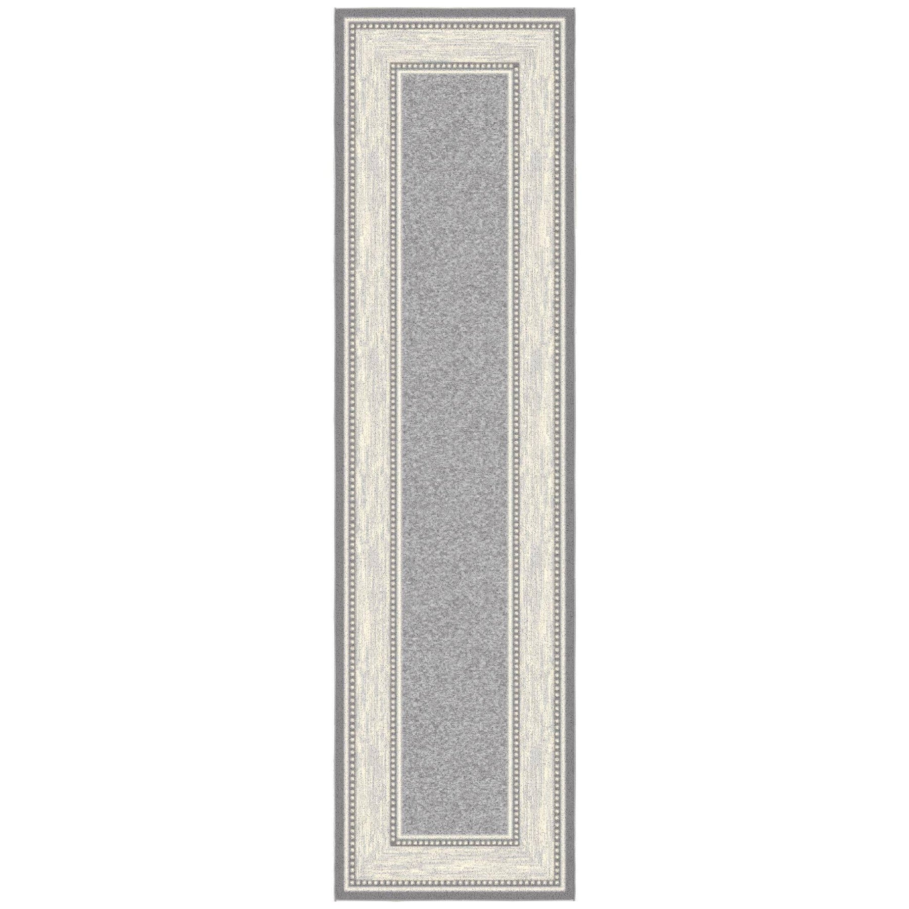 Ottomanson Ottohome Collection Non-Slip Rubberback Bordered Design 3x10 Indoor Runner Rug, 2 ft. 7 in. x 9 ft. 10 in., Gray